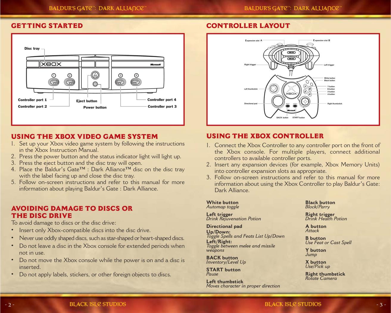 XBOX Manual: Baldurs Gate - Dark Alliance : Free Download, Borrow